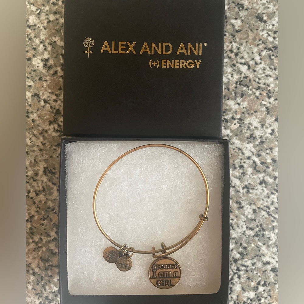 Alex and Ani Charity by Design "Because I Am A Girl" Rafaelian Finish Bangle